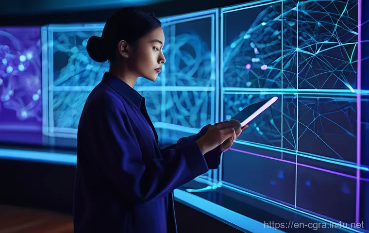 컴퓨터그래픽스운용기능사와 데이터 시각화의 융합 - **Prompt:** A dynamic, wide-angle shot of a brightly lit, futuristic business boardroom. In the cent...