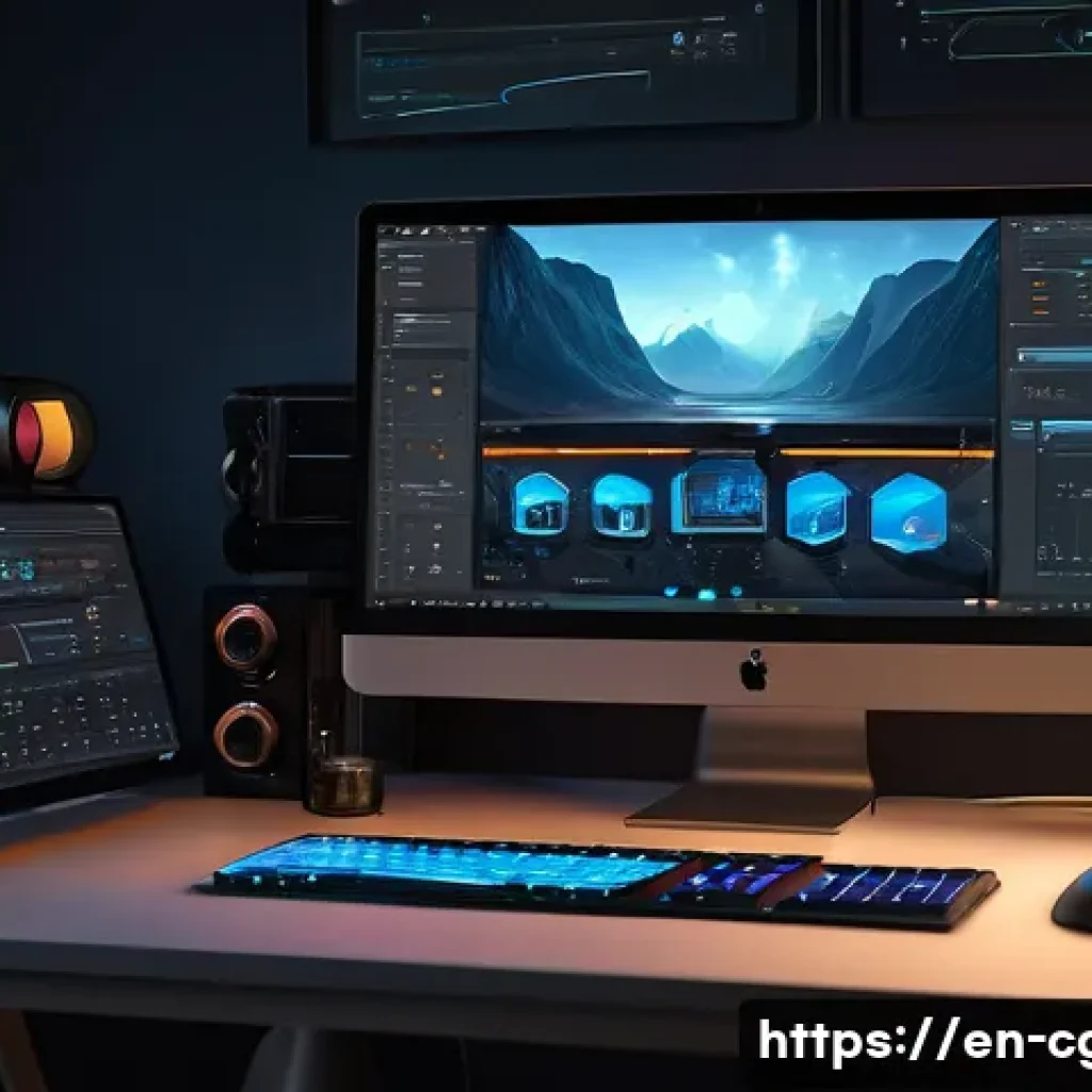 컴퓨터그래픽스운용기능사 관련 실무 기술 익히기 - A detailed digital artist’s workspace showcasing a modern computer setup with dual monitors displayi...