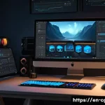 Home 20 컴퓨터그래픽스운용기능사 관련 실무 기술 익히기 - A detailed digital artist’s workspace showcasing a modern computer setup with dual monitors displayi...