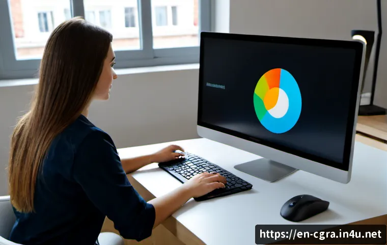 컴퓨터그래픽스운용기능사 실무 적용 사례 - Photorealistic modern design studio, a focused young professional using a large desktop monitor to r...